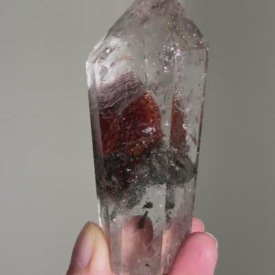 AAA Grade Scenic Gemmy Pink, Red & Green Garden Quartz Tower | Pink Lodalite Quartz | Included Quartz | 1000 Layers Lodalite | Rare Crystal