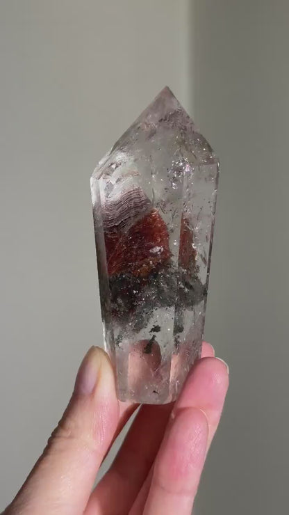 AAA Grade Scenic Gemmy Pink, Red & Green Garden Quartz Tower | Pink Lodalite Quartz | Included Quartz | 1000 Layers Lodalite | Rare Crystal