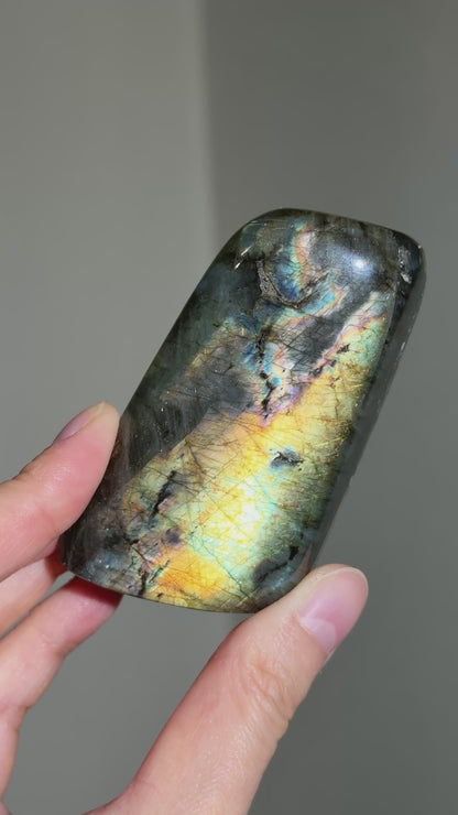 Rainbow Labradorite Freeform, Golden Green Flash