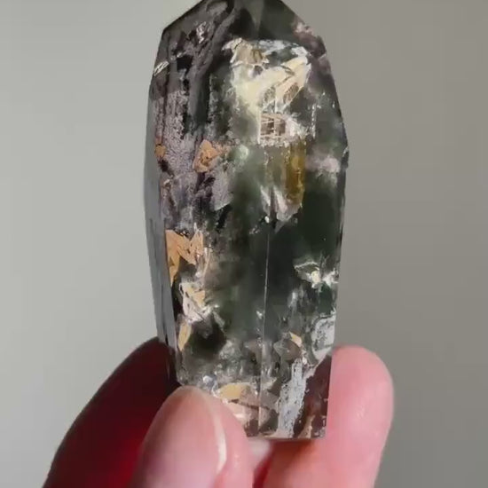 AAA Grade Dark Green Garden Quartz x Mica x Green Chlorite Tower | Green Lodalite Quartz | Included Quartz |  | Rare Crystal