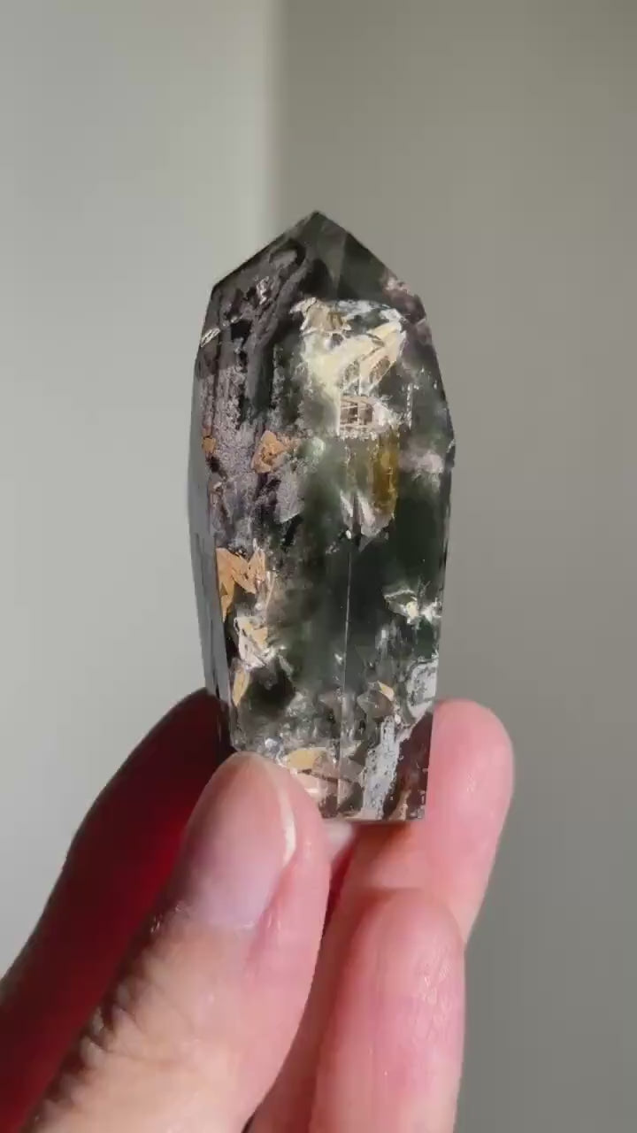 AAA Grade Dark Green Garden Quartz x Mica x Green Chlorite Tower | Green Lodalite Quartz | Included Quartz |  | Rare Crystal