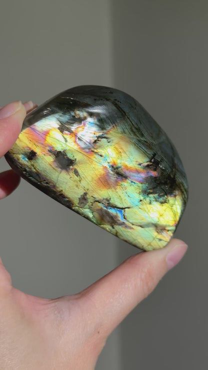 Rainbow Labradorite Freeform, Golden & Silver Flash